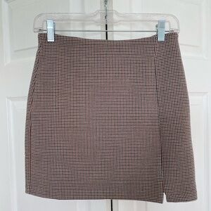 Houndstooth Mini Skirt in Brown Multi - Never Worn